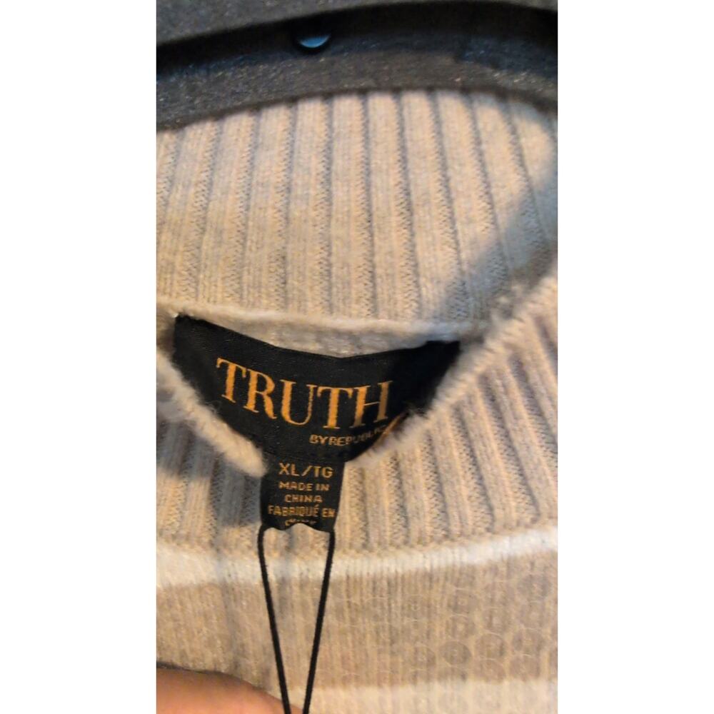 Truth by Republic Sequin Stripe Sweater XL NWT Brown White Retail $108 - Picture 4 of 5